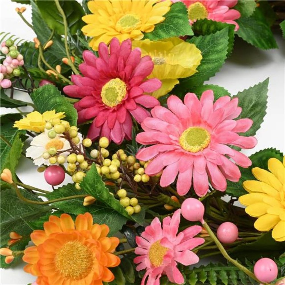 Spring Wreaths for Front Door, 22'' Summer Front Door Wreath with Daisy Flowers - Picture 7 of 7